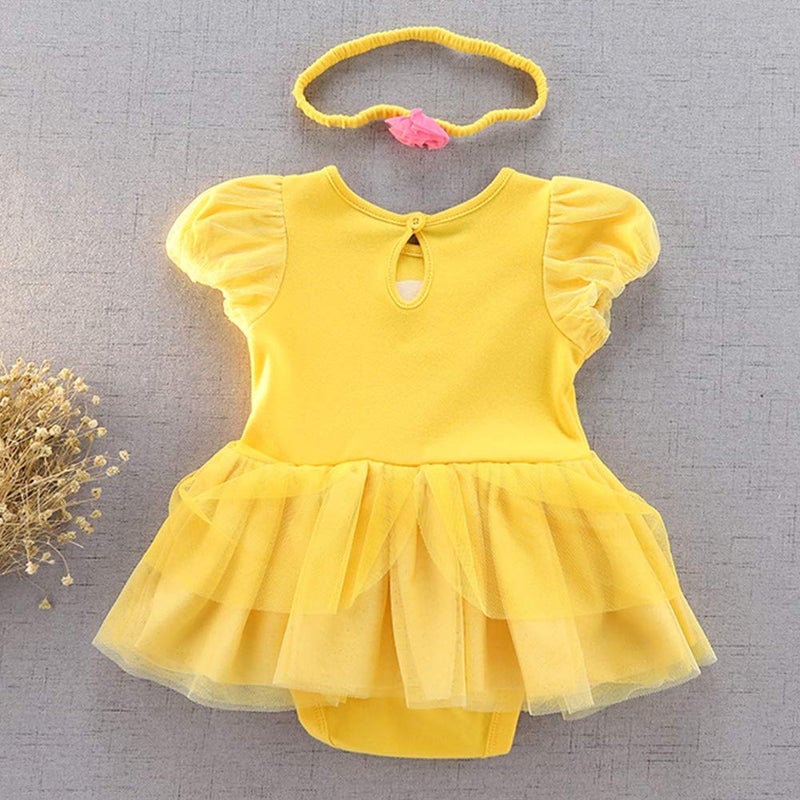 HIHCBF Baby Toddler Girls Christmas Halloween Costume Belle Princess Birthday Bodysuit Romper Tutu Dress w/Headband - Image 2